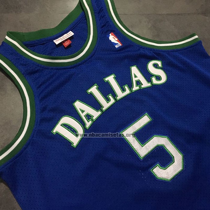 Camiseta Dallas Mavericks Jason Kidd NO 5 Mitchell & Ness 1994-95 Azul